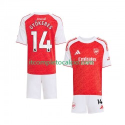 Maglia Arsenal Viktor Gyokeres 14 Divisa Home 2025-2026 Manica Corta ,Bambino