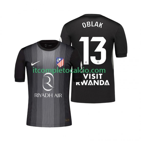 Maglia Atlético Madrid Jan Oblak 13 Portiere Divisa Away 2025-2026 Manica Corta ,Uomo