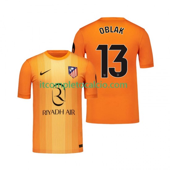 Maglia Atlético Madrid Jan Oblak 13 Portiere Terza Divisa 2025-2026 Manica Corta ,Uomo