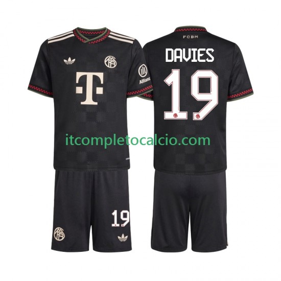 Maglia FC Bayern München Alphonso Davies 19 Terza Divisa 2025-2026 Manica Corta ,Bambino