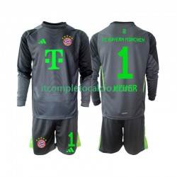 Maglia FC Bayern München Neuer 1 Portiere Divisa Away 2025-2026 Manica Lunga ,Bambino