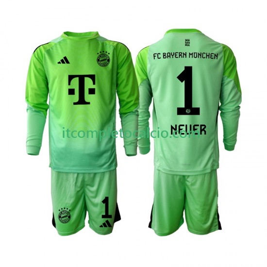 Maglia FC Bayern München Neuer 1 Portiere Divisa Home 2025-2026 Manica Lunga ,Bambino