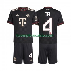 Maglia FC Bayern München Jonathan Tah 4 Terza Divisa 2025-2026 Manica Corta ,Bambino