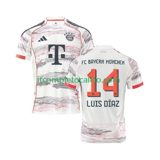 Maglia FC Bayern München Luis Diaz 14 Divisa Away 2025-2026 Manica Corta ,Uomo