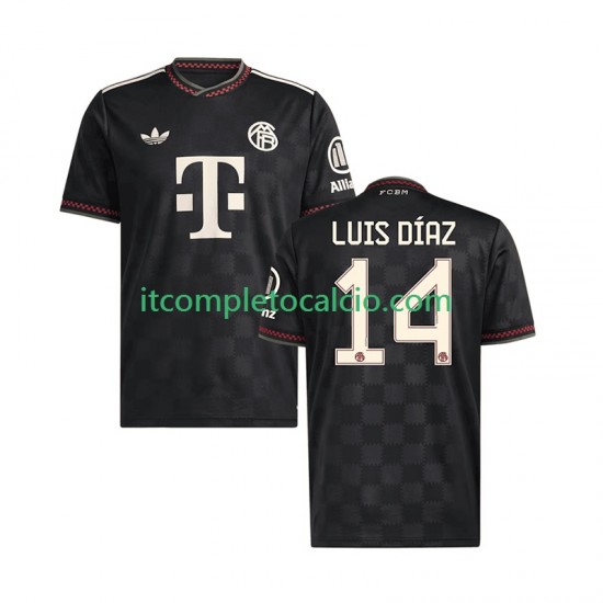 Maglia FC Bayern München Luis Diaz 14 Terza Divisa 2025-2026 Manica Corta ,Uomo