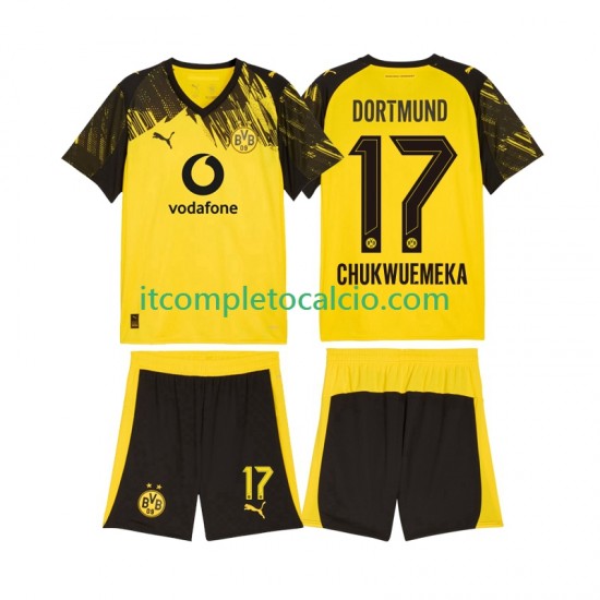 Maglia Borussia Dortmund Carney Chukwuemeka 17 Divisa Home 2025-2026 Manica Corta ,Bambino