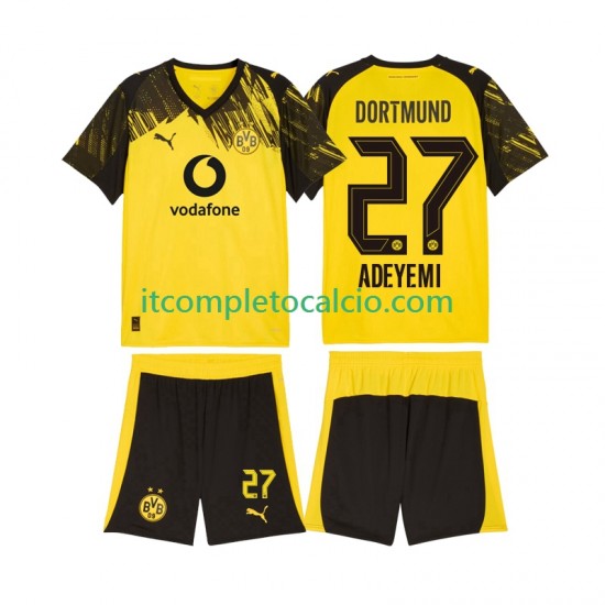 Maglia Borussia Dortmund Karim Adeyemi 27 Divisa Home 2025-2026 Manica Corta ,Bambino