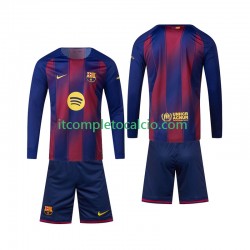Maglia FC Barcelona Divisa Home 2025-2026 Manica Lunga ,Bambino