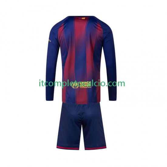 Maglia FC Barcelona Divisa Home 2025-2026 Manica Lunga ,Bambino