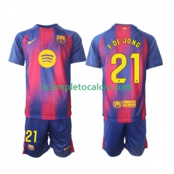 Maglia FC Barcelona Frenkie de Jong 21 Divisa Home 2025-2026 Manica Corta ,Bambino