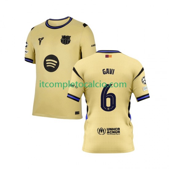 Maglia FC Barcelona Gavi 6 Champions League Divisa Away 2025-2026 Manica Corta ,Uomo