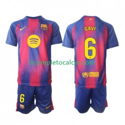 Maglia FC Barcelona Gavi 6 Divisa Home 2025-2026 Manica Corta ,Bambino