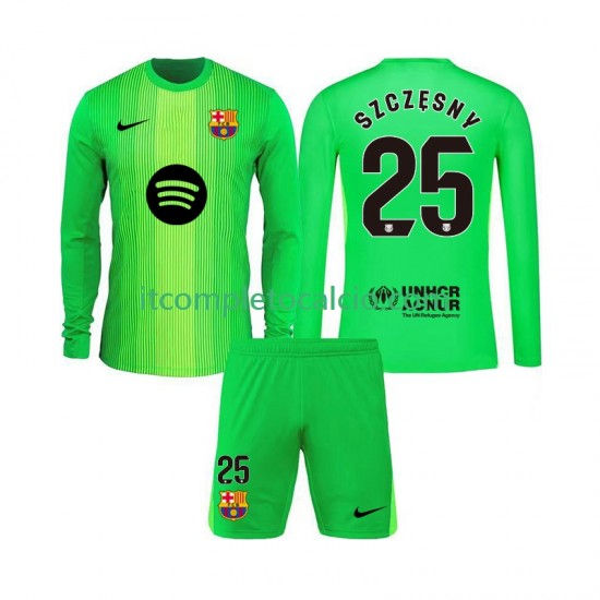 Maglia FC Barcelona Szczesny 25 Portiere Divisa Home 2025-2026 Manica Lunga ,Bambino