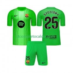 Maglia FC Barcelona Szczesny 25 Portiere Divisa Home 2025-2026 Manica Corta ,Bambino