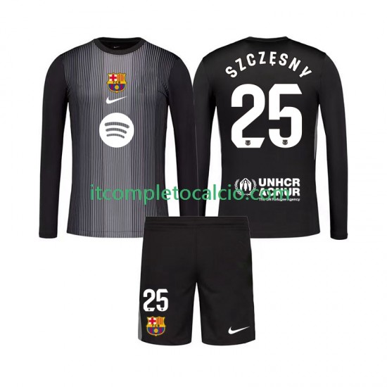 Maglia FC Barcelona Szczesny 25 Portiere Terza Divisa 2025-2026 Manica Lunga ,Bambino