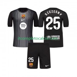 Maglia FC Barcelona Szczesny 25 Portiere Terza Divisa 2025-2026 Manica Corta ,Bambino