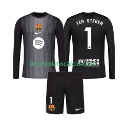 Maglia FC Barcelona Ter Stegen 1 Portiere Terza Divisa 2025-2026 Manica Lunga ,Bambino