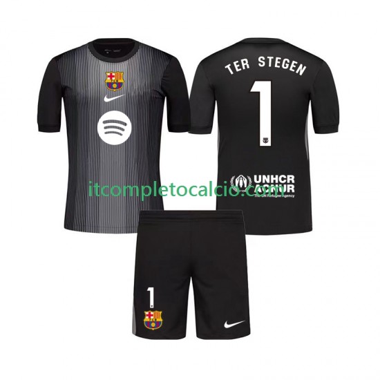 Maglia FC Barcelona Ter Stegen 1 Portiere Terza Divisa 2025-2026 Manica Corta ,Bambino