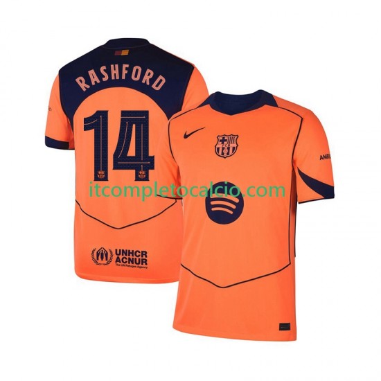 Maglia FC Barcelona Marcus Rashford 14 UCL Terza Divisa 2025-2026 Manica Corta ,Uomo