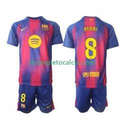 Maglia FC Barcelona Pedri 8 Divisa Home 2025-2026 Manica Corta ,Bambino