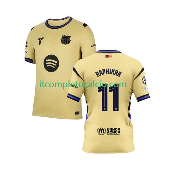 Maglia FC Barcelona Raphinha 11 Champions League Divisa Away 2025-2026 Manica Corta ,Uomo