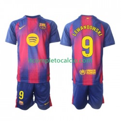 Maglia FC Barcelona Robert Lewandowski 9 Divisa Home 2025-2026 Manica Corta ,Bambino