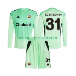 Maglia Fenerbahce Ederson Moraes 31 Portiere Divisa Away 2025-2026 Manica Lunga ,Bambino