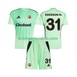 Maglia Fenerbahce Ederson Moraes 31 Portiere Divisa Away 2025-2026 Manica Corta ,Bambino