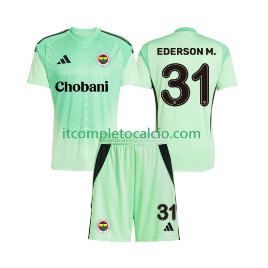 Maglia Fenerbahce Ederson Moraes 31 Portiere Divisa Away 2025-2026 Manica Corta ,Bambino