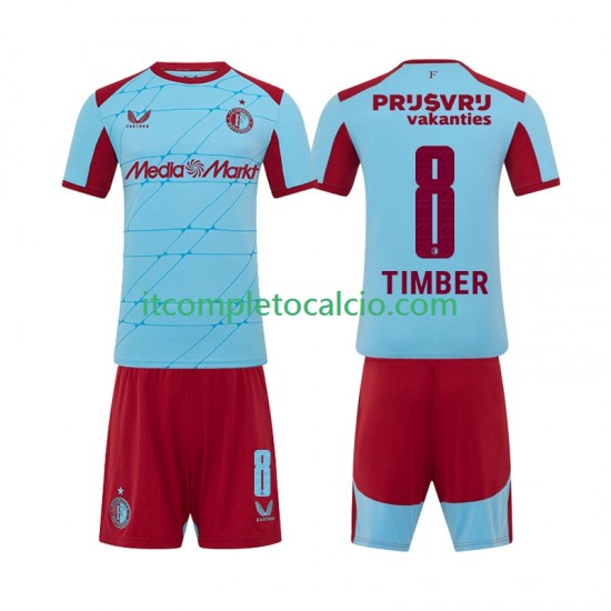 Maglia Feyenoord Rotterdam Quinten Timber 8 Terza Divisa 2025-2026 Manica Corta ,Bambino