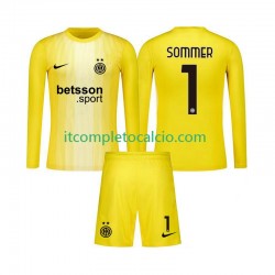 Maglia Inter Milan Yann Sommer 1 Portiere Divisa Away 2025-2026 Manica Lunga ,Bambino