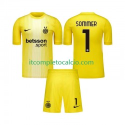 Maglia Inter Milan Yann Sommer 1 Portiere Divisa Away 2025-2026 Manica Corta ,Bambino