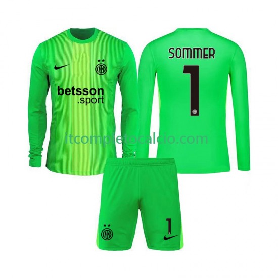 Maglia Inter Milan Yann Sommer 1 Portiere Terza Divisa 2025-2026 Manica Lunga ,Bambino