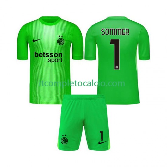 Maglia Inter Milan Yann Sommer 1 Portiere Terza Divisa 2025-2026 Manica Corta ,Bambino
