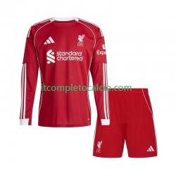 Maglia Liverpool Divisa Home 2025-2026 Manica Lunga ,Bambino