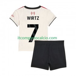 Maglia Liverpool Florian Wirtz 7 Divisa Away 2025-2026 Manica Corta ,Bambino