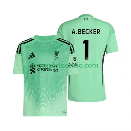 Maglia Liverpool Alisson Becker 1 Portiere Divisa Home 2025-2026 Manica Corta ,Uomo