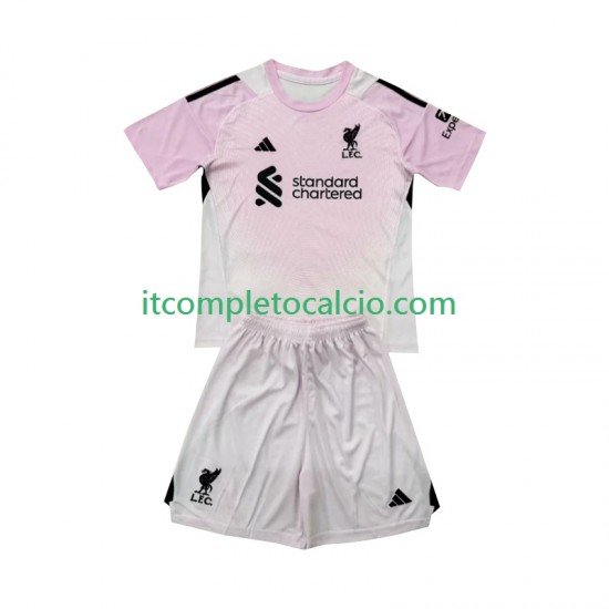 Maglia Liverpool Portiere Terza Divisa 2025-2026 Manica Corta ,Bambino