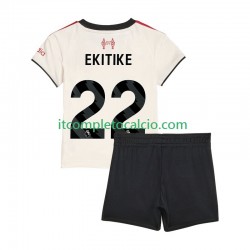 Maglia Liverpool Hugo Ekitike 22 Divisa Away 2025-2026 Manica Corta ,Bambino