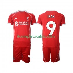 Maglia Liverpool ISAK 9 Divisa Home 2025-2026 Manica Corta ,Bambino