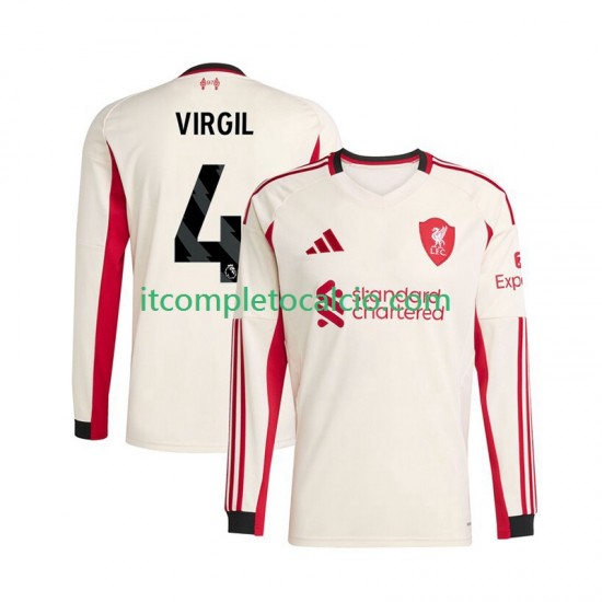 Maglia Liverpool Virgil van Dijk 4 Divisa Away 2025-2026 Manica Lunga ,Uomo