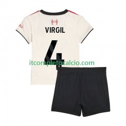 Maglia Liverpool Virgil van Dijk 4 Divisa Away 2025-2026 Manica Corta ,Bambino