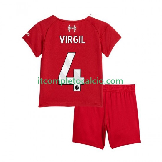 Maglia Liverpool Virgil van Dijk 4 Divisa Home 2025-2026 Manica Corta ,Bambino