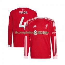 Maglia Liverpool Virgil van Dijk 4 Divisa Home 2025-2026 Manica Lunga ,Uomo