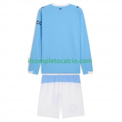 Maglia Manchester City Divisa Home 2025-2026 Manica Lunga ,Bambino