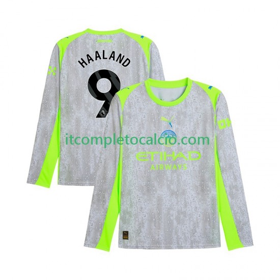 Maglia Manchester City Erling Haaland 9 Terza Divisa 2025-2026 Manica Lunga ,Uomo