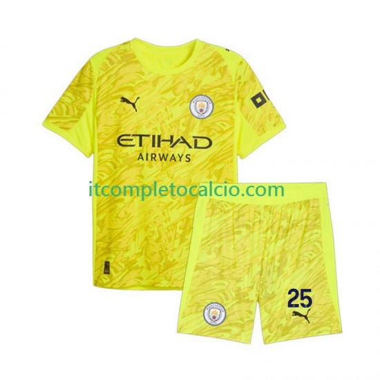 Maglia Manchester City Gianluigi Donnarumma 25 Portiere Terza Divisa 2025-2026 Manica Corta ,Bambino