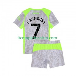 Maglia Manchester City Omar Marmoush 7 Terza Divisa 2025-2026 Manica Corta ,Bambino