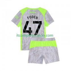 Maglia Manchester City Phil Foden 47 Terza Divisa 2025-2026 Manica Corta ,Bambino