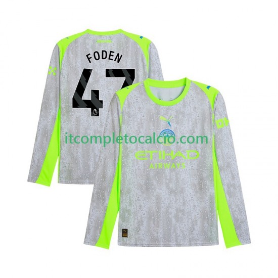 Maglia Manchester City Phil Foden 47 Terza Divisa 2025-2026 Manica Lunga ,Uomo